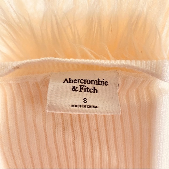 Abercrombie & Fitch Cream long sleeve Ribbed Bodysuit S top - Picture 4 of 5